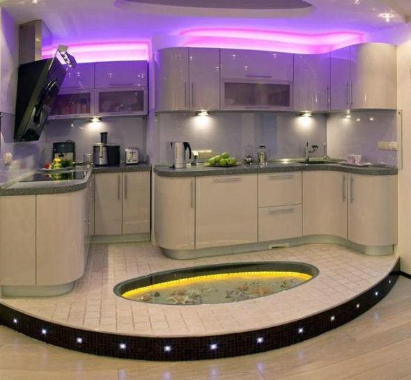 Bellissimo gioco di luci in cucina