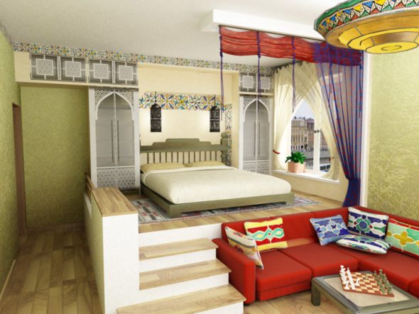 Letto a podio con base monolitica