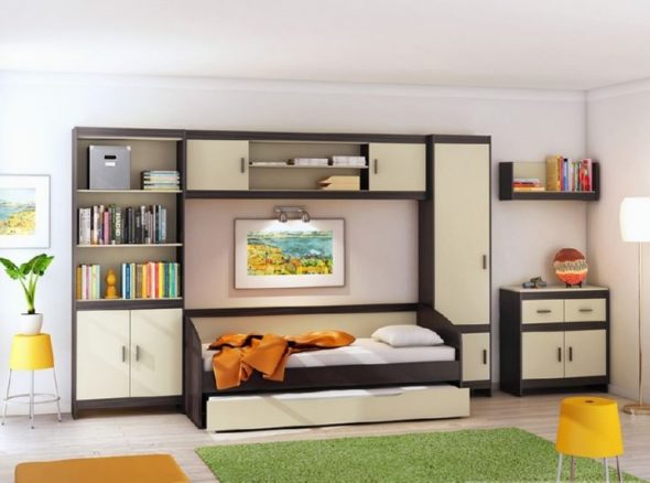 Mobile componibile con letto per adolescente