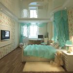 Menta pastello nell'interno della camera da letto