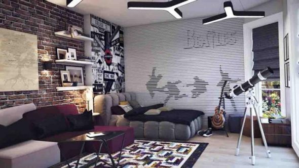 Decorazione e design insoliti per una stanza per un ragazzo adolescente