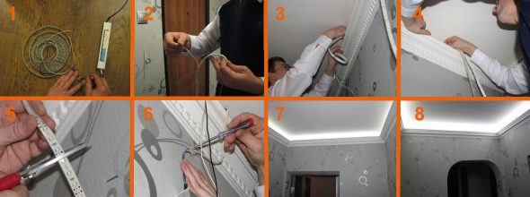 Le fasi principali dell'installazione della striscia LED