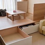 Podio letto con cassetti e tavolo pieghevole
