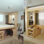 Letto a soppalco rialzato vicino alla finestra per una piccola stanza