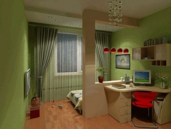 Un esempio di separazione della zona lavoro dalla zona notte con una parete divisoria