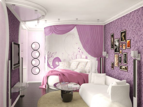 Camera da letto con zonizzazione Lilla