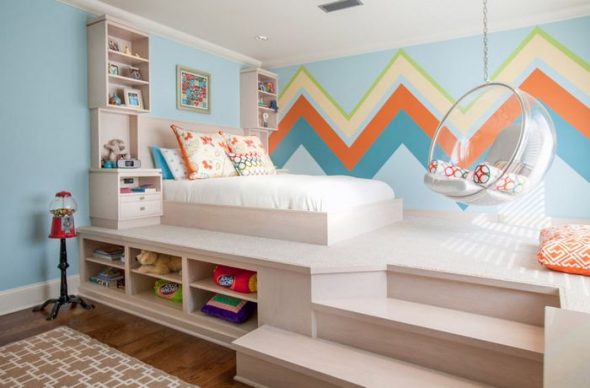 Letto a podio luminoso per bambini