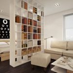 Zonizzazione con libreria per camera da letto-soggiorno