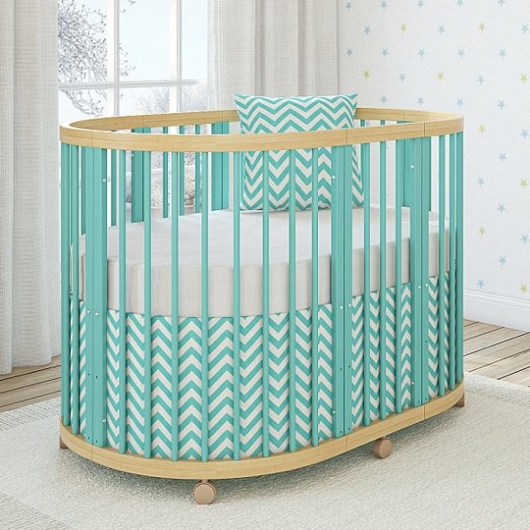 Letto trasformabile in legno turchese