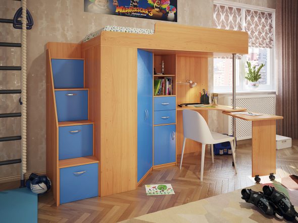 Opzione economica di un letto a soppalco in truciolato