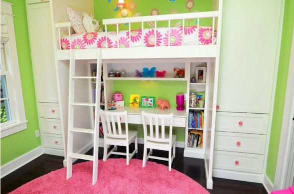 Letto a soppalco bianco per bambini