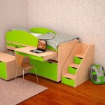 Letto a soppalco per bambini Caravan con tavolo estraibile e cassetti