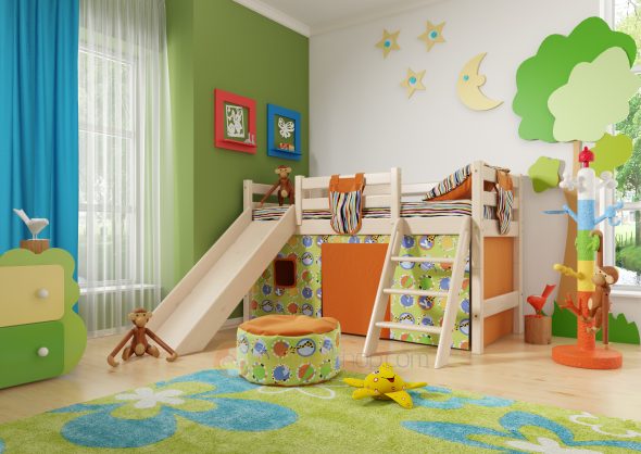 Culla con scivolo e area giochi
