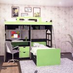 Mini letto a soppalco per bambini per una camera da letto per due bambini