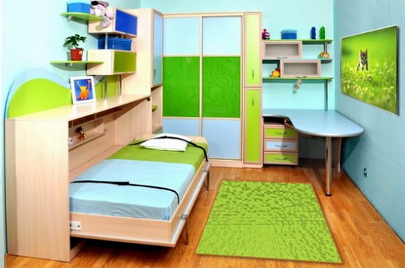 Progettazione di una luminosa cameretta per bambini con letto a scomparsa