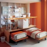 Camera da letto per bambini di design con letti estraibili