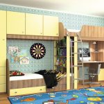 Set di mobili per due bambini con scrivania