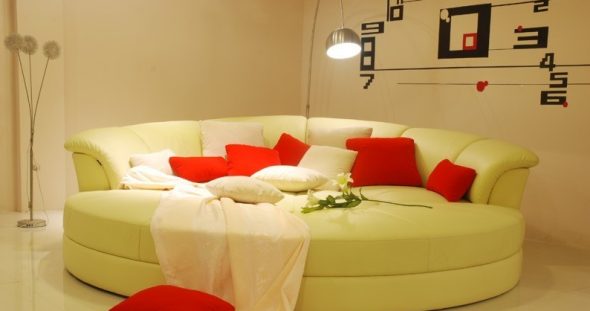 Divano rotondo in pelle di lusso