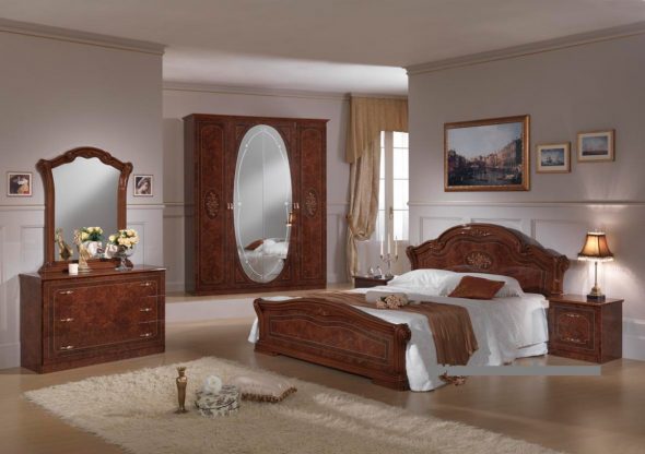 Bellissima camera da letto color noce