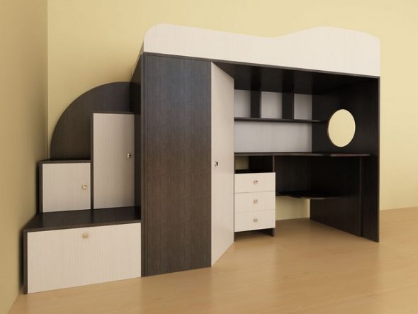 Letto a soppalco in truciolare