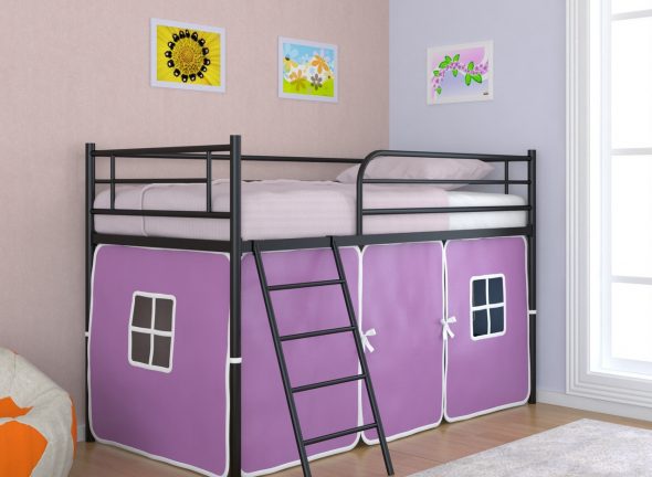 Letto a soppalco in metallo Assol