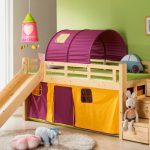 Letto a soppalco con scivolo e scaletta con cassetti
