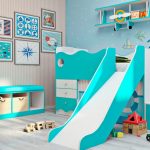 Letto a soppalco con scivolo in stile marino