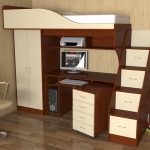 Letto a soppalco con zona lavoro e armadio