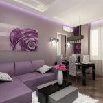 Tonalità lavanda nella sala da pranzo e nel soggiorno