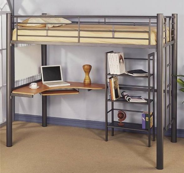 Letto a soppalco in metallo per adolescenti
