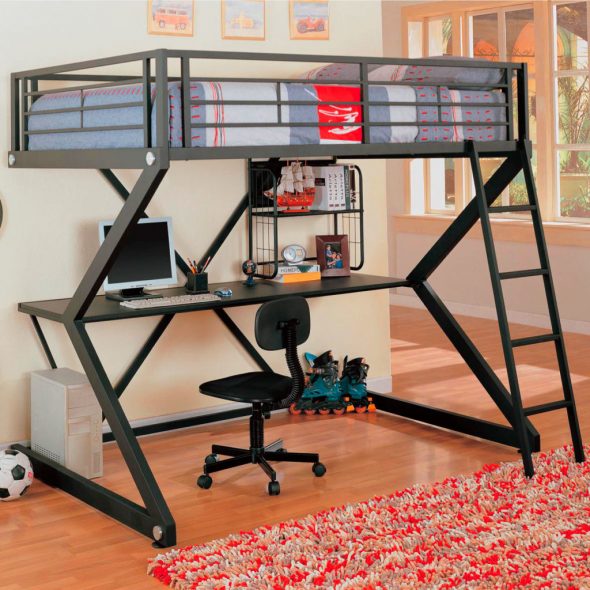 Letto a soppalco nero