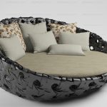 Divano letto rotondo in vimini