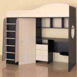 Letto per ragazzi con armadio e zona lavoro
