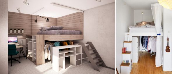 Camera da letto in stile loft
