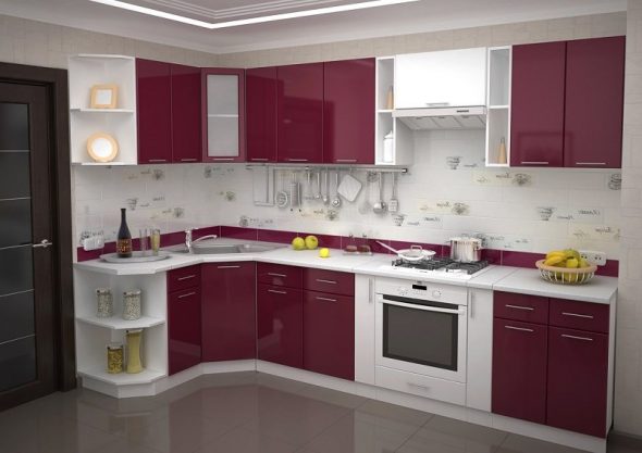 Cucina angolare con forno integrato nel tavolo