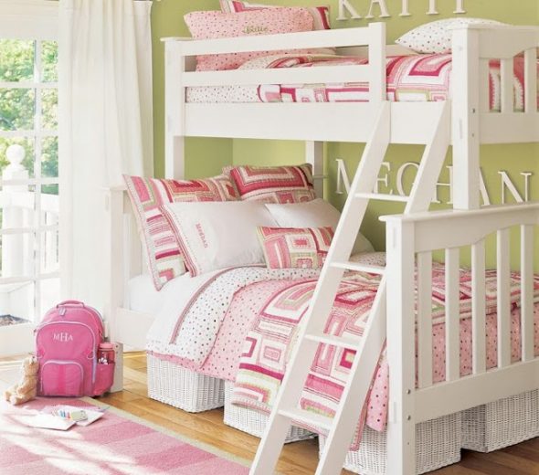 Letto a castello bianco in legno