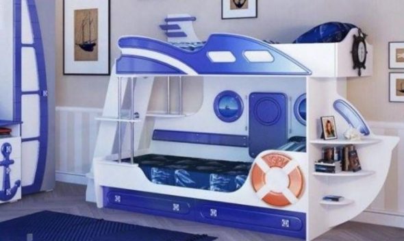 Letto a castello a tema marino