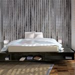 Camera in stile loft con letto rialzato