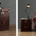 Baule in pelle all'interno