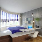 Letto a podio con imbottitura morbida e testiera patchwork