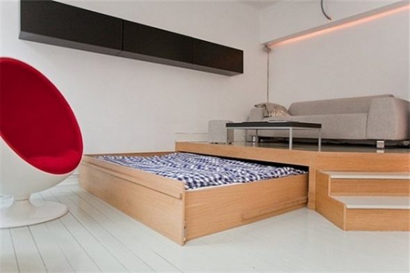 Design insolito di un letto a podio