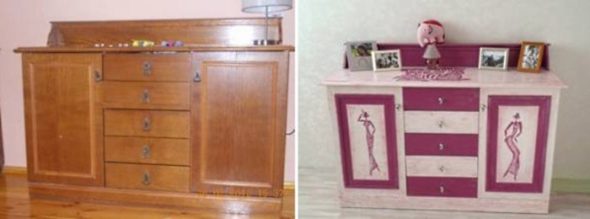 Aggiornamento del comò in un grazioso rosa
