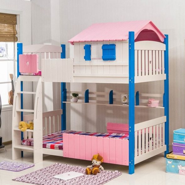 Letto a castello basso con casetta