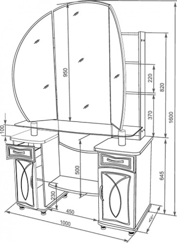 Disegno del tavolo da toeletta