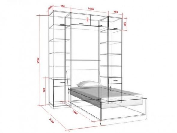 Disegno di un letto-armadio