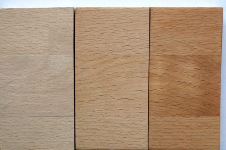 Legno di faggio prima e dopo la lavorazione