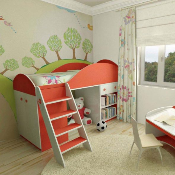 Letto a soppalco con pannello laterale