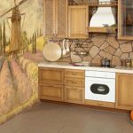 Decorare una cucina in stile country con la carta da parati fotografica