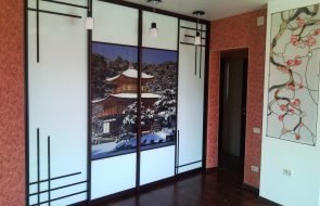 Armadio in nicchia con paesaggi invernali