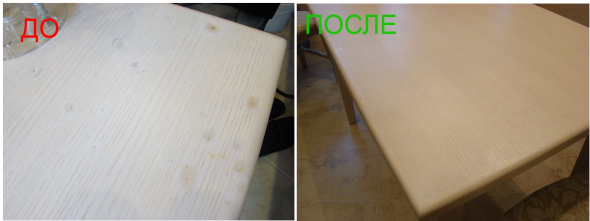 Restauro parziale del tavolo in rovere bianco